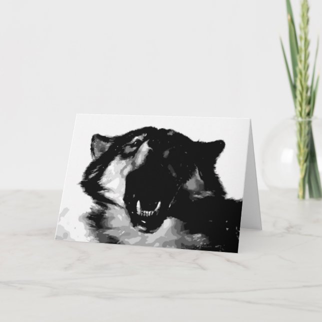 Cartão Lobo Preto e Branco (Frente)