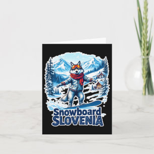 Cartão Lobo Snowboard Eslovênia com Montanhas