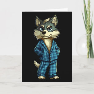 Cartão Lobo Sonhador Engraçado em Roupa de Dormir para Me