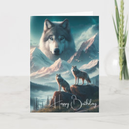 Cartão Lobos ao Amanhecer Feliz Aniversário 