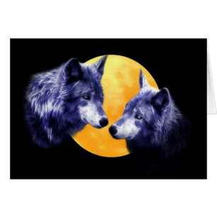 Cartão Lobos na Lua cheia