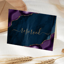 Cartão Local de Casamento Reservado de Marinho Azul Agato