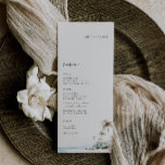 Cartão Local do Menu Casamento de Árvore Tropical<br><div class="desc">Cena de praia de Aquarela Tropical,  cartão de cardápio de casamento. Características,  tipografia negra moderna com menu de 3 cursos. Personalize com o nome de convidado e adicione ao seu carrinho individualmente.</div>