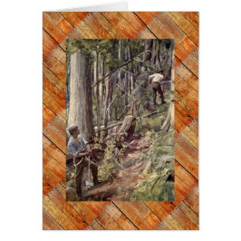 Cartão "Logging in British Columbia", cerca de 1800