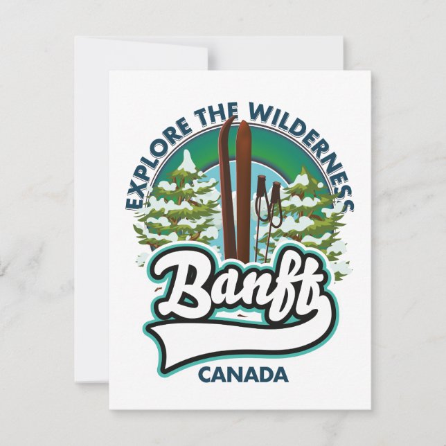 Cartão logotipo banff canada para esquiar (Frente)