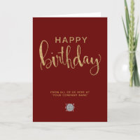 Logotipo Burgundy Elegante Faux Feliz Aniversário 