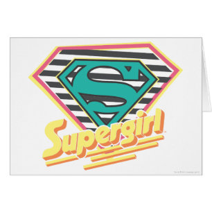 Cartão Logotipo de Supergirl Striped