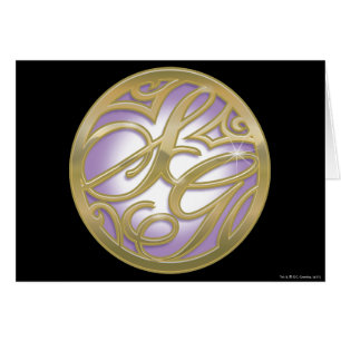 Cartão Logotipo do círculo Dourado e roxo da Supergirl