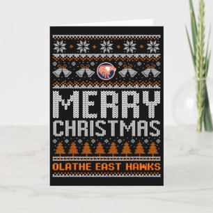 Cartão Logotipo do Olathe East Hawks Feliz Natal Suor Fei