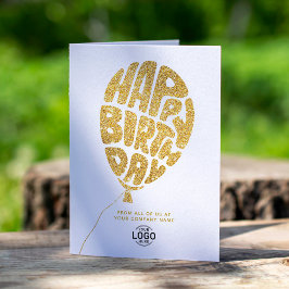 Cartão Logotipo Faux Dourado Letra com Brilho Aniversário