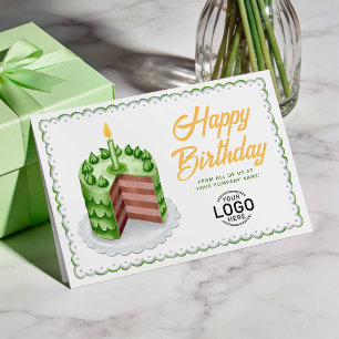 Cartão Logotipo Grande Verde Vintage Negócios Bolo Aniver