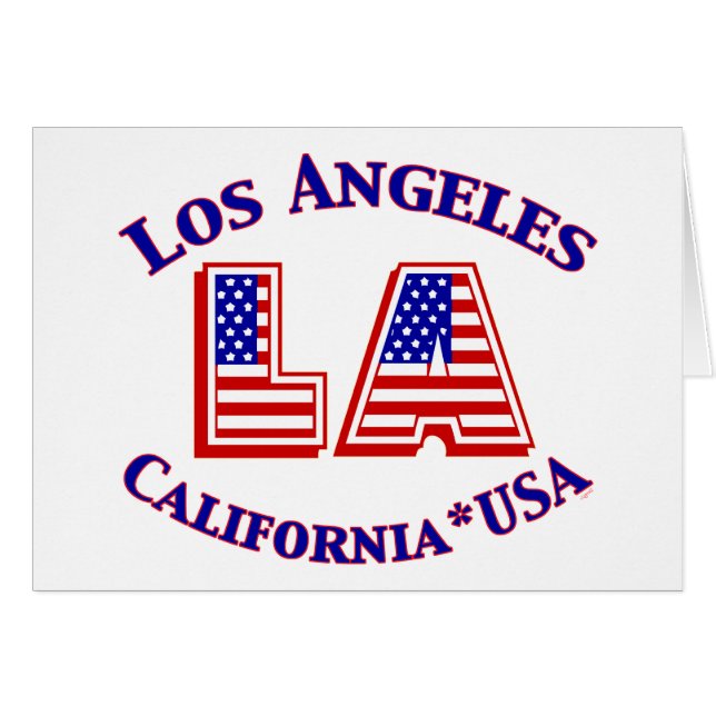 Cartão Logotipo Patriótico de Los Angeles USA (Frente Horizontal)