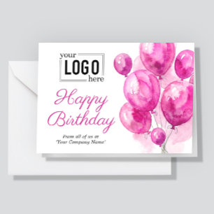 Cartão Logotipo Rosa Balões Artísticos Negócios Aniversár