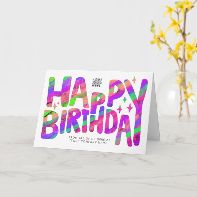 Cartão Logotipo roxo Diversão Verde Crayon Manuscrito Ani (Flor Amarela)