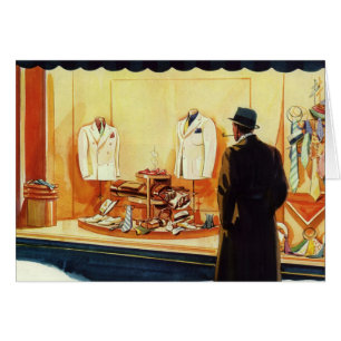 Cartão Loja Vintage Business Retail, Compro Man Window