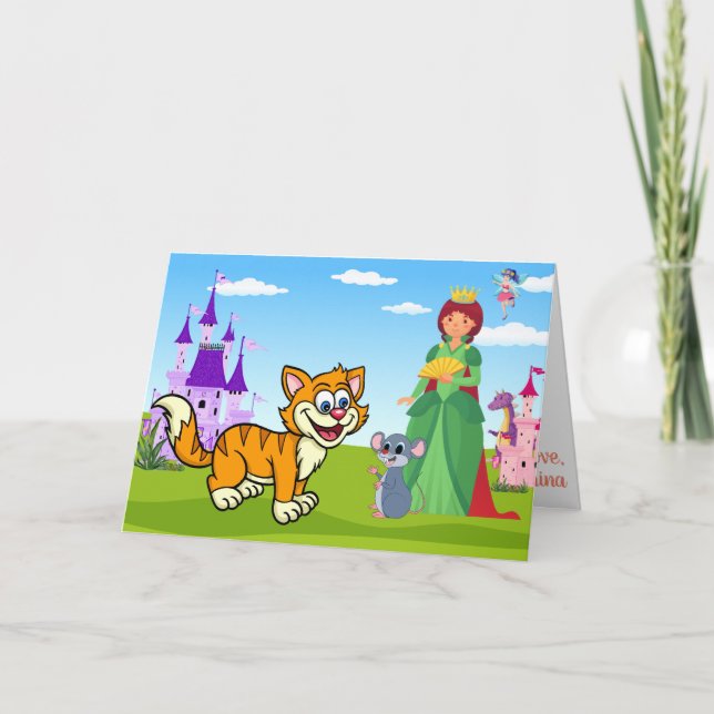 Cartão London Queen Pussy Cat Fab Visita Fada Divertida F (Frente)