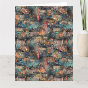 Cartão Londres no Natal e Ano Novo em Aquarelas