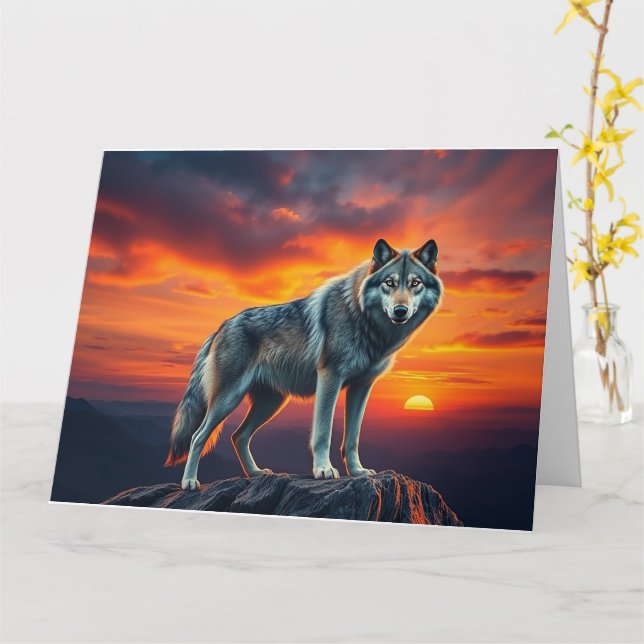 Cartão Lone Wolf at Sunset (Flor Amarela)