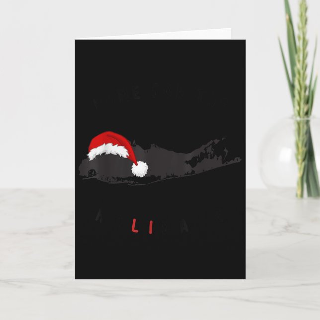 Cartão Long Island Christmas - Long Island Map With Santa (Frente)