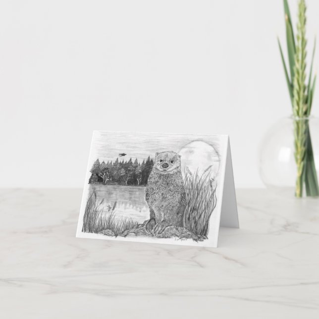 Cartão Lontra à Lua (Frente)