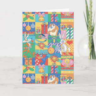 Cartão LOONEY TUNES™   Padrão de Natal Férias Felizes