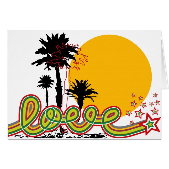 Cartão Loopy Script Tropical Palm Trees Silhouette (Frente horizontal)