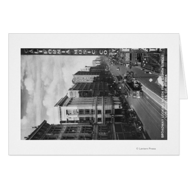 Cartão Los Angeles, CA View of Broadway Looking North (Frente Horizontal)