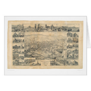 Cartão Los Angeles do leste, mapa panorâmico 1888 do CA