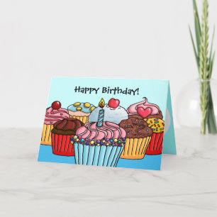 Cartão Lots of cupcakes birthday card
