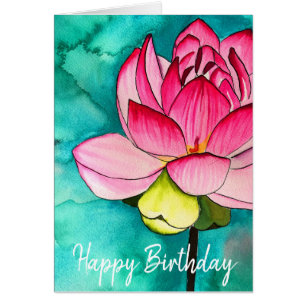 Cartão Lótus de flor rosa, cor de água doce