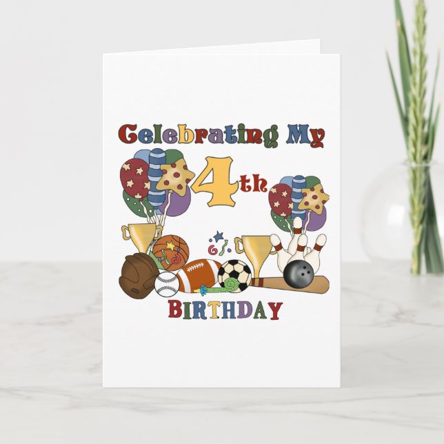 Cartão Louco para o Esporte 4.º aniversário T-shirts e pr (Frente)