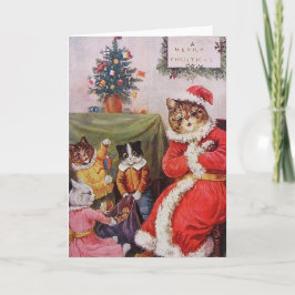 Cartão Louis Wain Christmas Cats Vintage Família Vitorian