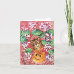 Cartão Louis Wain Gatinhos e Pansies