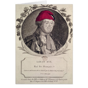 Cartão Louis XVI que vestem uma capota phrygian
