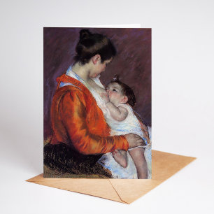Cartão Louise Amamentando seu Filho   Mary Cassatt