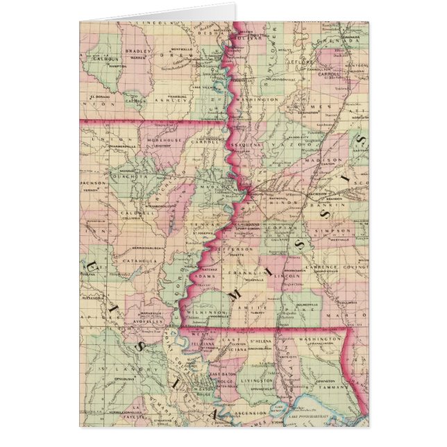 Cartão Louisiana, Mississippi (Frente)