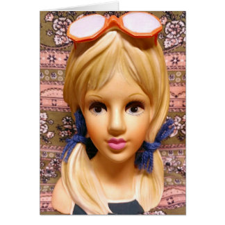 Cartão Loura Teen Lady Head Vase Sunglass