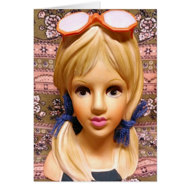 Cartão Loura Teen Lady Head Vase Sunglass (Frente)