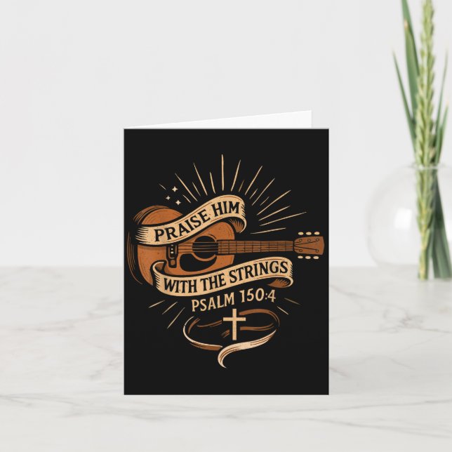 Cartão Louvem-no Com As Cordas Jesus Violão Acústico (Frente)