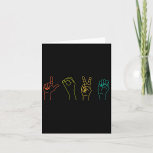 Cartão Love Asl Sign Language Alphabet Dia de os namorado