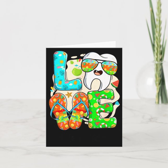 Cartão Love Dental Life Cute Tooth Flip Flops Summer Dent (Frente)