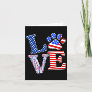 Cartão Love Dog Paw American Flag Tie Dye Dog Lover 4º O