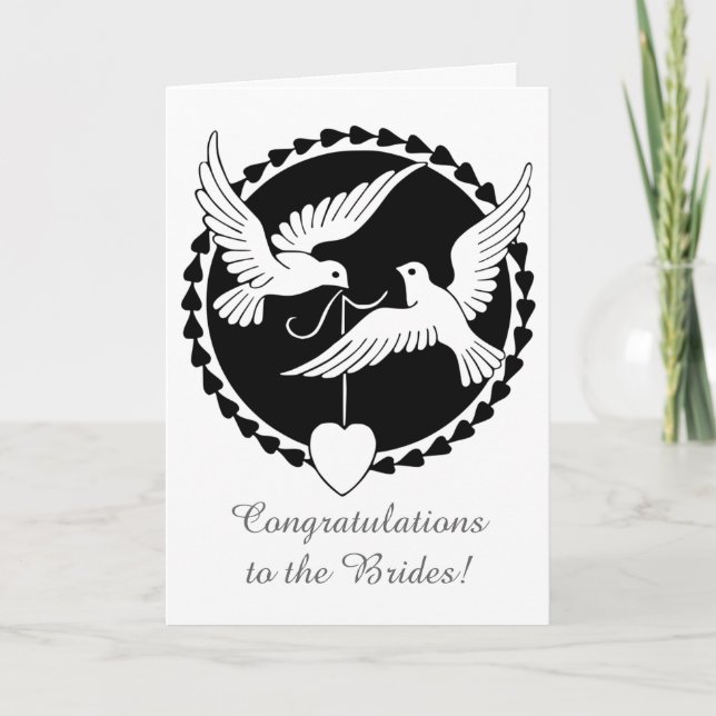 Cartão Love Doves Lesbian Wedding Card (Frente)