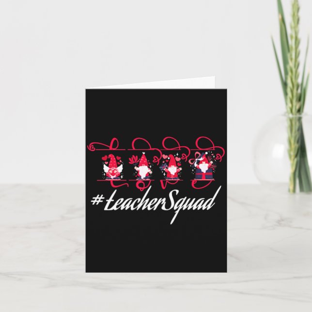 Cartão Love Gnome Teacher Squad Happy Valentine Gnome Tea (Frente)