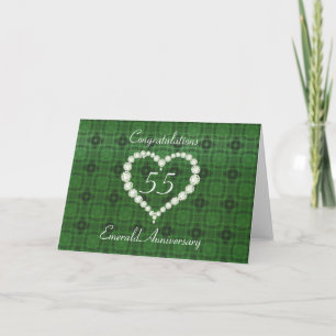 Cartão Love Heart Diamond Emerald Anniversary