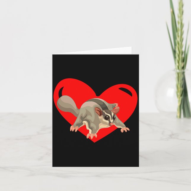 Cartão Love Heart Graphic Valentines Day Sugar Glider Bo  (Frente)