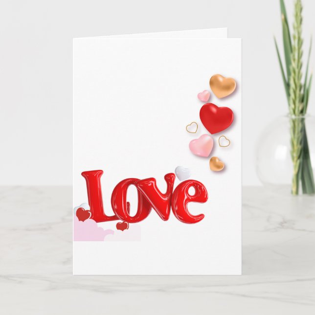 Cartão Love & Hearts Personalized Folded Card (Frente)