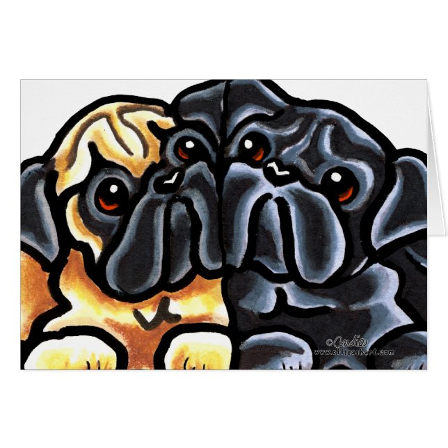 Cartão Love Pugs (Frente horizontal)