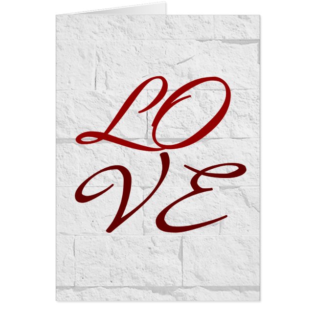 Cartão Love Red Cinza Script Wall Brick Greeting Card (Frente)