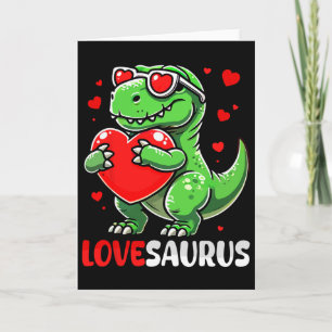Cartão Love Saurus Cute T-rex Solteirões Corações Dia dos